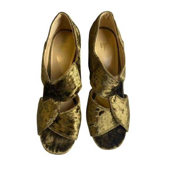 Cabi Women's Green Interlock Crushed Velvet Block Heel Size 8 - Picture 3 of 9